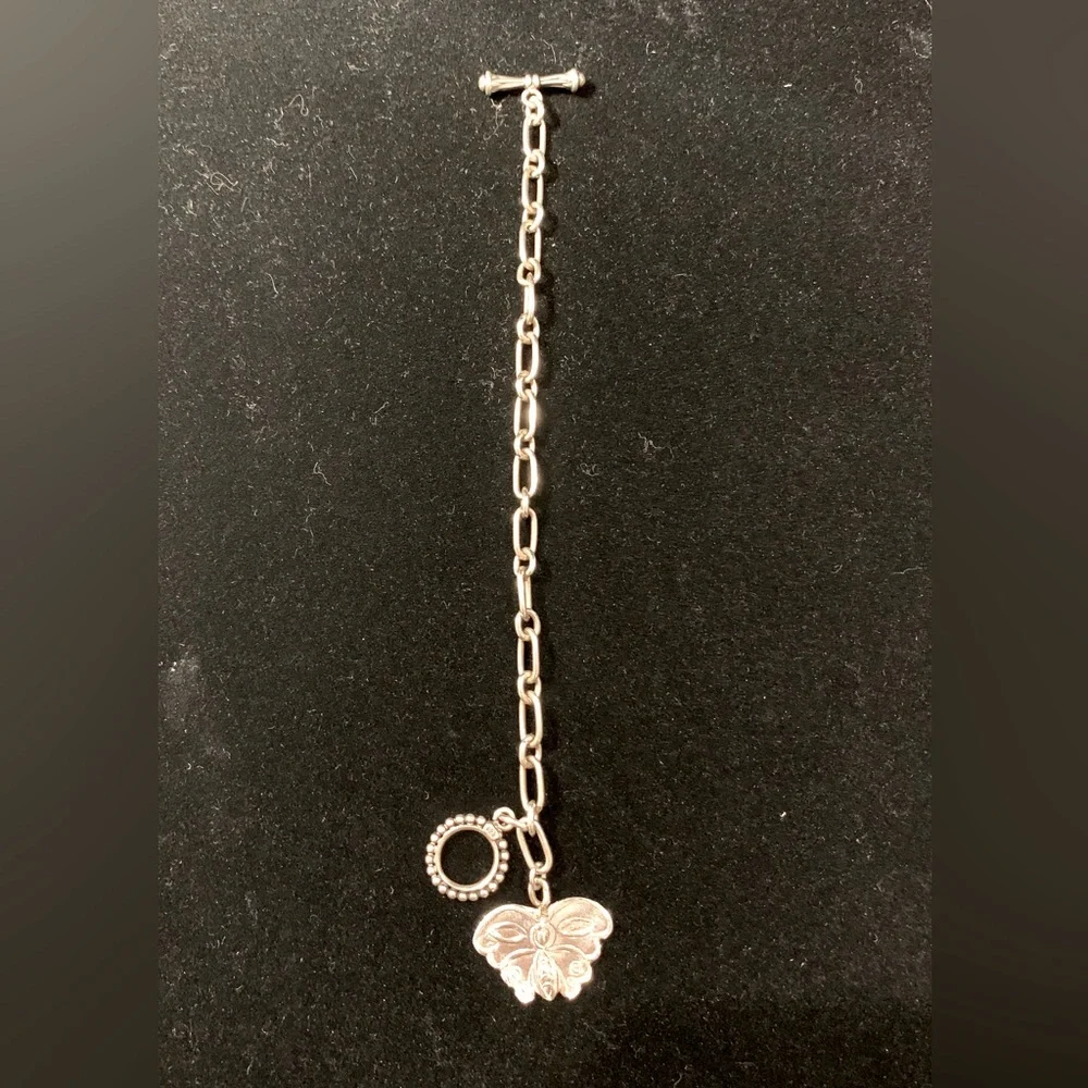 Sterling Silver Bracelet with Butterfly Charm. - Picture 2 of 4